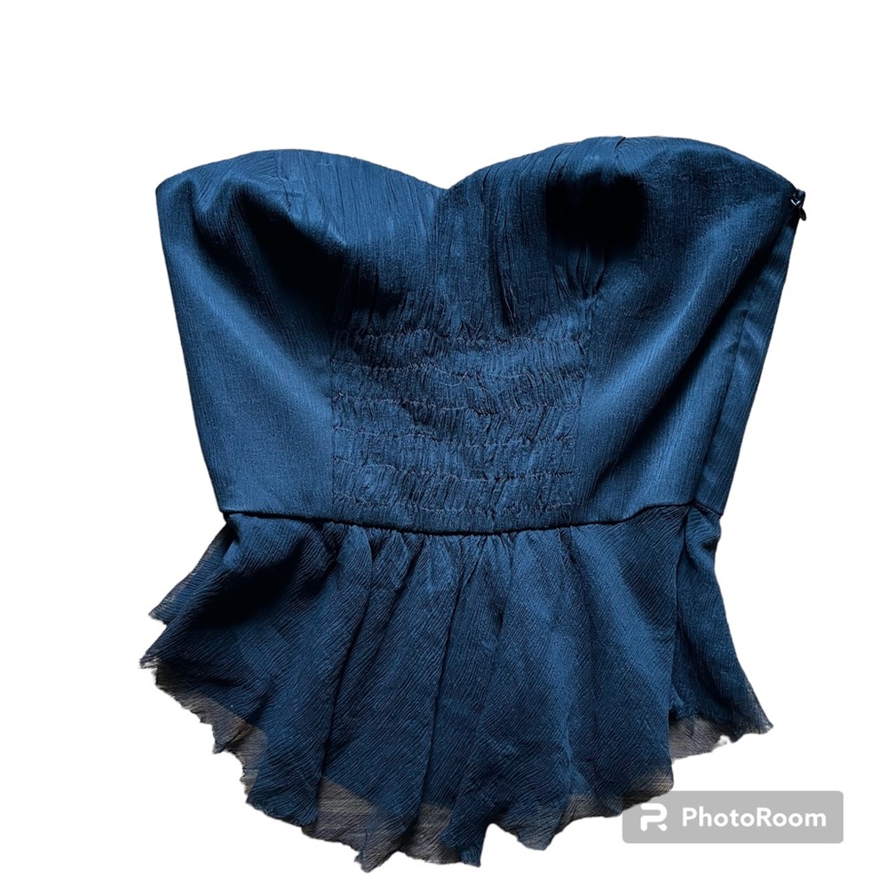 Trina Turk black Bustier Peplum Silk Top size 2